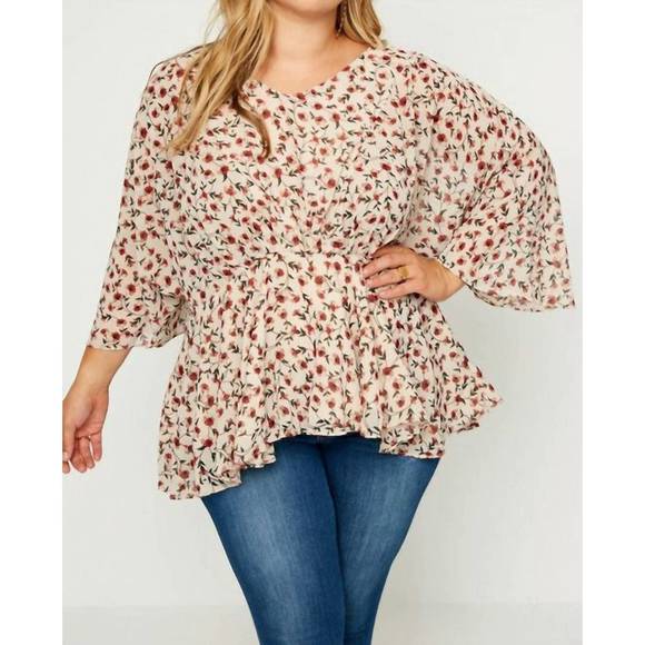 NEW HAYDEN LA floral peplum blouse in multi - Picture 1 of 4